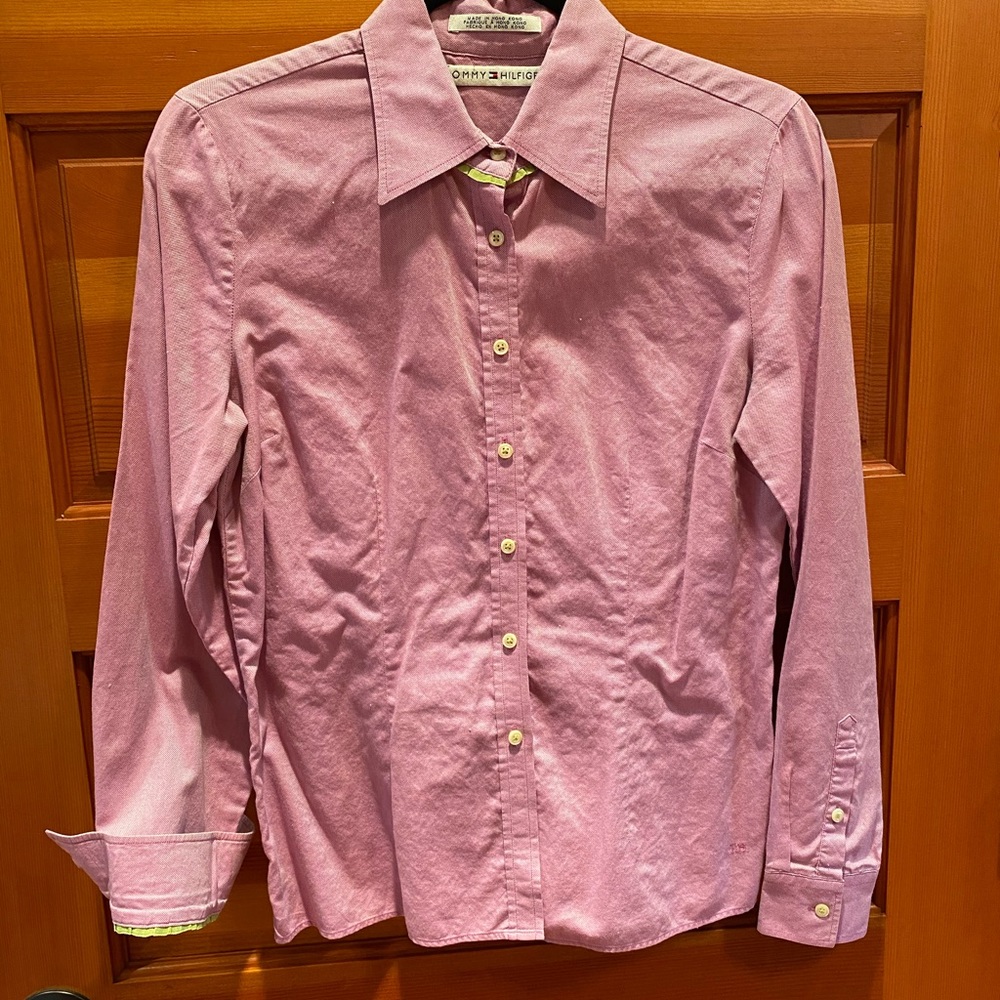 Sz 6 Tommy Hilfiger Dress Shirt w Ruffle Accent